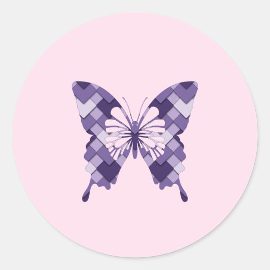 薄紫パープルダイヤモンドハーレクインバタフライ ラウンドシール (正面)
