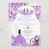 薄紫パープルチャラフローラブーツキンセアニラ 招待状 (正面/裏面)