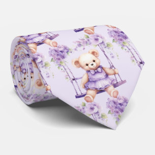 薄紫パープルテディベア ネクタイ