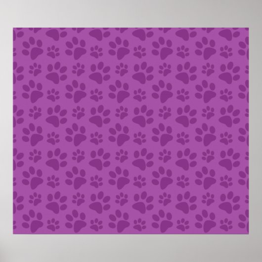 薄紫パープルドッグポープリントパターン ポスター (正面)