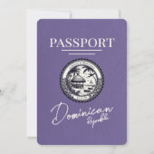薄紫パープルドミニカ共和国パスポ結婚ート 招待状 (裏面)
