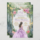 薄紫パープルドレスフォレストバタフライミンス 招待状 (正面/裏面)