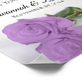 薄紫パープルバラギフト&カー結婚ドのサイン ポスター (角)