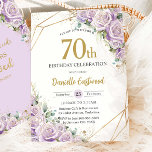 薄紫パープルバラフローラ70th 80th誕生日愛 招待状<br><div class="desc">柔ら祝かな水の色のバラと金ゴールドのアクセントを備えた美しいパステル紫の薄紫フローラ誕生日の招待とスタイルのマイルストエレガントン。50日、60日、70日、80日、90日、100日の誕生日パーティーや年齢に最適な、この時代を超越したデザインは、特別なお祝いに洗練されたtouchをもたらします。女性のマイルストーンの誕生日に理想的な、このカスタマイズ可能な招待は、あなたのイベント詳細でパーソナライズする簡単である。このフローラをテーマにした素晴らしパーティー招待状で永続的な記憶を作る。ハサマーセット素晴らし書類</div>