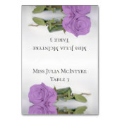 薄紫パープルバラ結婚ズDIYフォールド座席表 テーブルナンバー (正面)