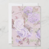 薄紫パープルバラ金ゴールド白カスタム誕生日 招待状 (裏面)