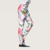 薄紫パープルパステルピンクフローラルパターン レギンス (右)