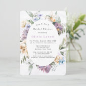 薄紫パープルピーニーワイルドフローブライダルシャワー招待状 招待状 (スタンド正面)