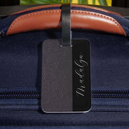 薄紫パープルフェイクレザーテクスチャスクリプカスタムト ラゲッジタグ (裏面インサイチュ4)