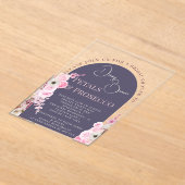 薄紫パープルフローラアーチサマーブライダルシャワー アクリル招待状 (レイダウン)
