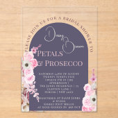 薄紫パープルフローラアーチサマーブライダルシャワー アクリル招待状 (正面)