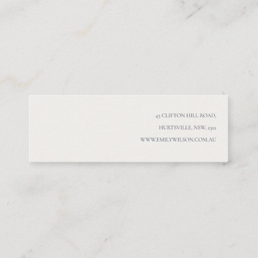 薄紫パープルフローライヤリングスタッドフープホルダー スキニー名刺 (裏面)