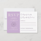 薄紫パープルフローラエレガントな結婚式 出欠カード (正面)
