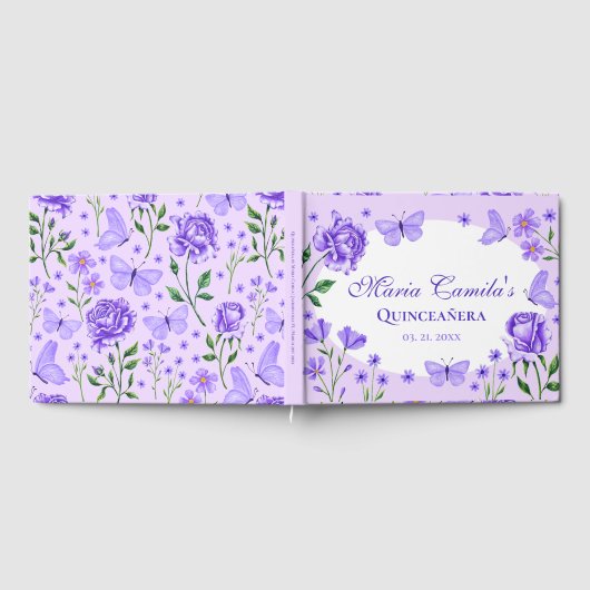 薄紫パープルフローラキンセアニラ15誕生日 ゲストブック (全面)