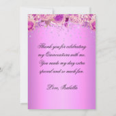 薄紫パープルフローラパーソナライズされたキンセアニェラ サンキューカード (裏面)