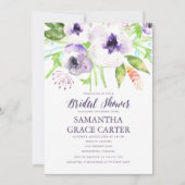 薄紫パープルフローラブライダルシャワー 招待状 (正面)