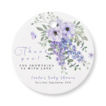 薄紫パープルフローラベビーシャワーありがとうラベル