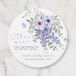 薄紫パープルフローラベビーシャワーありがとうラベル フェイバータグ
