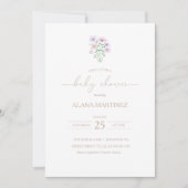 薄紫パープルフローラベビーシャワー招待状 招待状 (正面)