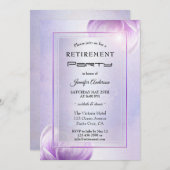 薄紫パープルフローラ退職パーティの招待状 招待状 (正面/裏面)