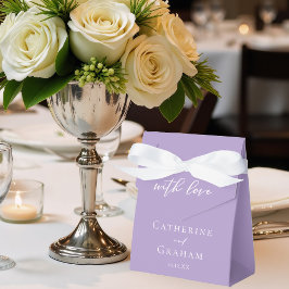 薄紫パープルホワイトタイポグラフィカスタムウェディング フェイバーボックス