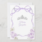 薄紫パープルボウプリンセスシルバークラウンキンセアニラ 招待状 (裏面)