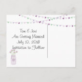 薄紫パープルメイソンジャールバーラップレース日付を保存 案内ポストカード (裏面)