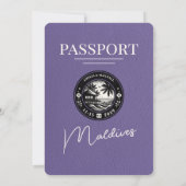 薄紫パープルモルディブ結婚パスポート 招待状 (裏面)