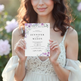 薄紫パープルラベンダーフローラ結婚式招待状 招待状