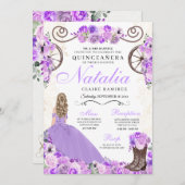 薄紫パープルランチェロプリンセスドレスキンセアニェラ 招待状 (正面/裏面)