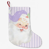 薄紫パープルヴィンテージサンタウィンククリスマスストッキング スモールクリスマスストッキング (正面)