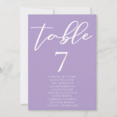 薄紫パープル結婚のテーブルカード（名前あり） (正面)