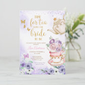 薄紫パープル蝶ブライダルシャワー茶パーティー 招待状 (スタンド正面)