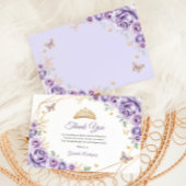 薄紫パープル金ゴールドフローラキンセアニェラ サンキューカード