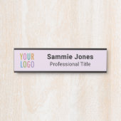 薄紫パープル2x8つるのOfficeの名前プレート サインプレート (正面)