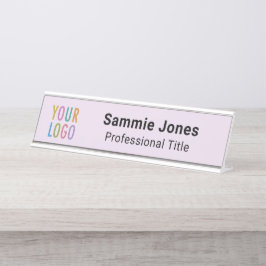 薄紫パープル2x8名の名前プレートDesk Business Logo デスクネームプレート