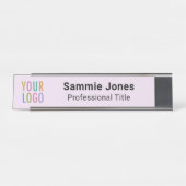 薄紫パープル2x8名の名前プレートDesk Business Logo デスクネームプレート (正面)