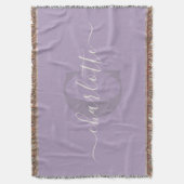 薄紫パープル |スクリパーソナライズされたプトモノグラム名  スローブランケット (正面縦)