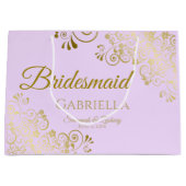 薄紫パープル&金ゴールドレースブリーエレガントデスメイド ラージペーパーバッグ (正面)