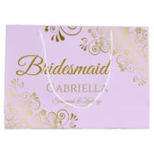 薄紫パープル&金ゴールドレースブリーエレガントデスメイド ラージペーパーバッグ (裏面)