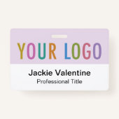 薄紫パープルPVC名バッジラニヤードクリップまたはリール バッジ (正面)