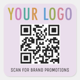 薄紫パープルQRコードステッカー1.5インチスクエア スクエアシール