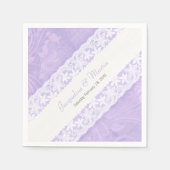 薄紫パープ結婚ル紙ナプキンの白いレース スタンダードカクテルナプキン (正面)
