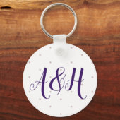 薄紫ピガーリーンク名モダンモノグラムテンプレート キーホルダー (裏面)