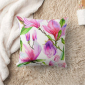 薄紫ピンクと紫の水色マグノリア花 クッション (ブランケット)
