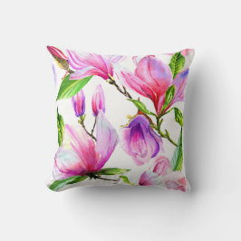薄紫ピンクと紫の水色マグノリア花 クッション
