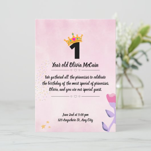 薄紫ピンクと金ゴールドミニマリスト1周年 セーブザデート (スタンド正面)