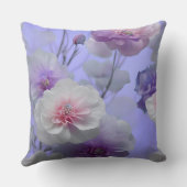 薄紫ピンクの花生織物 クッション (裏面)