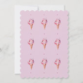 薄紫ピンクスプリンクルズガールアイスクリーム1st誕生日 招待状 (裏面)