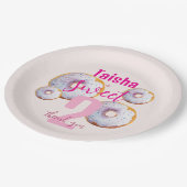 薄紫ピンクスプレッルドーナツウォーターイラストレーション ペーパープレート (アングル)